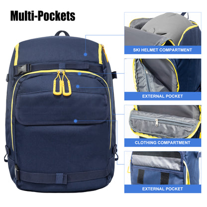 50L Blue Ski Travel Backpack – Large Capacity Outdoor Bag
