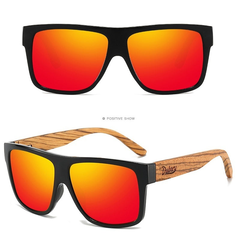 DUBERY Cross-border New Arrival Zebra Print Wood Glasses Men Women Black Walnut Polarized Sunglasses D240
