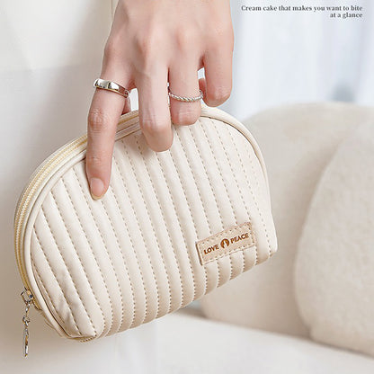 Round Cake Cosmetic Travel Bag Set Waterproof PU