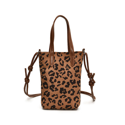 Leopard Print Crossbody Bag – Retro Suede Shoulder Purse for Women