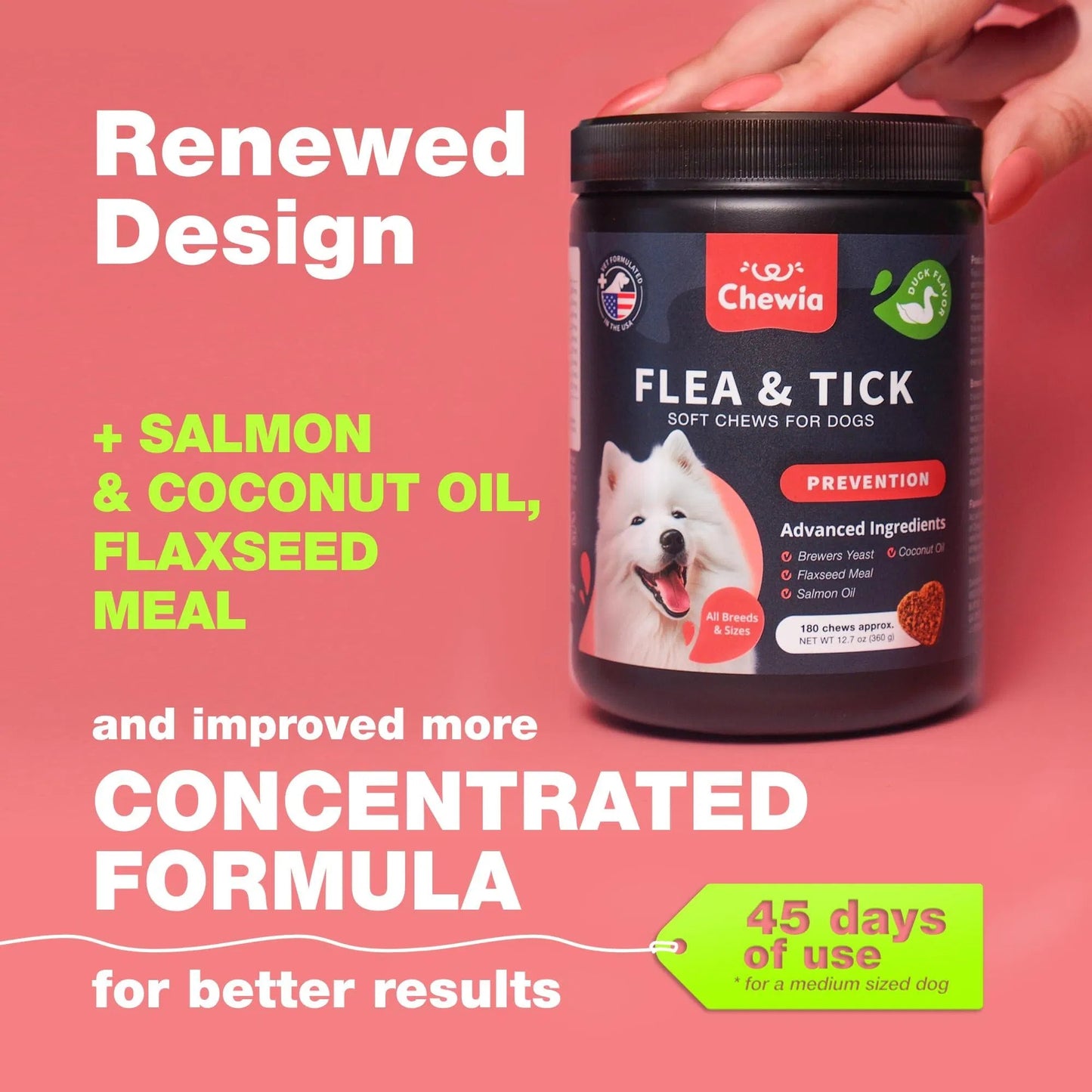 Dog Flea & Tick Chewable Supplement – Natural Flea and Tick Control Soft Treats with Immune Support