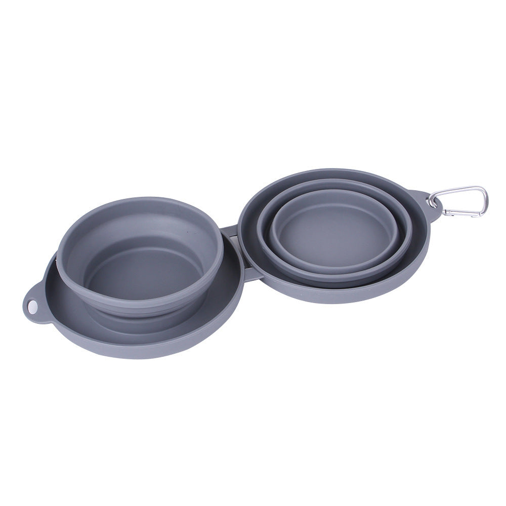 Foldable Double Rubber Pet Feeding Bowl for Dogs & Cats
