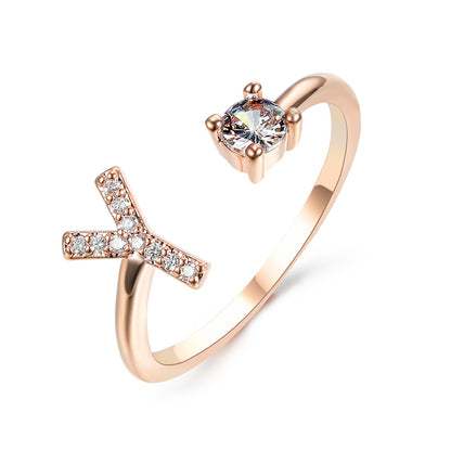 Adjustable Initial Letter Ring for Women – Elegant Fashion Jewelry