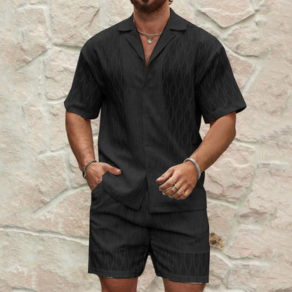 Men’s Casual Summer Tracksuit – Shirt & Shorts Set