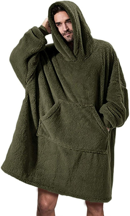 Wearable Blanket Hoodie – Oversized Fleece Sweatshirt with Big Pocket