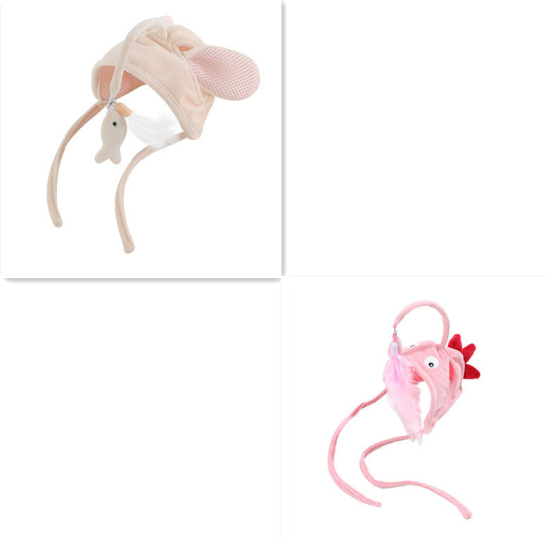 Head-Wear Feather Cat Toy Stick
