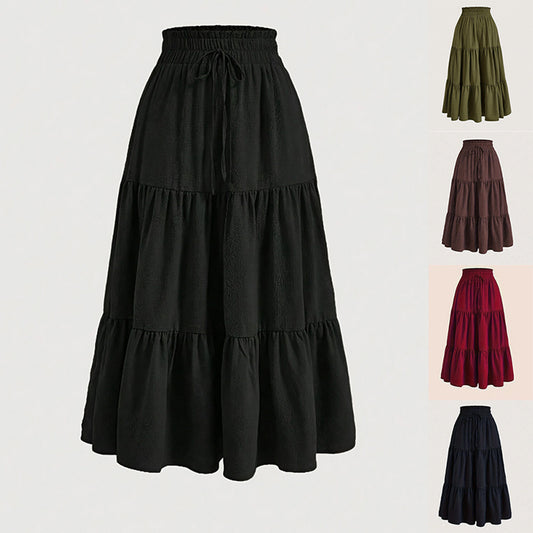 Women’s High-Waist Pleated Midi Skirt with Knot Detail