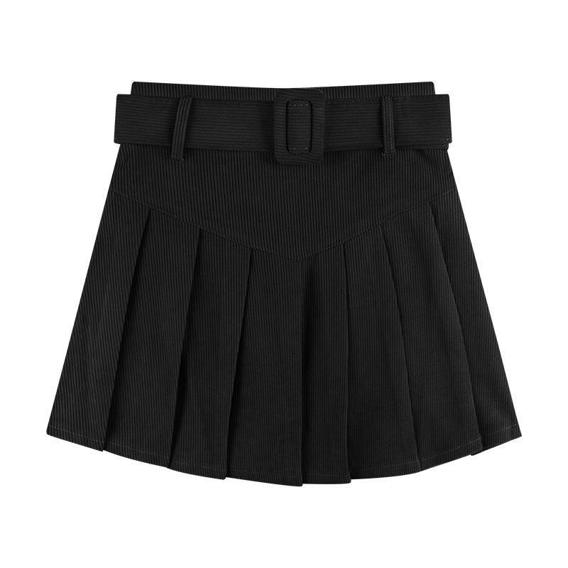 Women’s Corduroy A-Line Pleated Skirt – Autumn Half Skirt