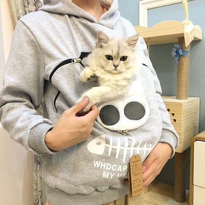 Women’s Hoodie Sweatshirt with Cat Pocket Design