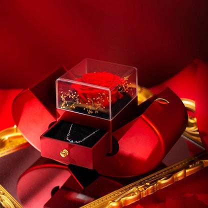 Red Apple Jewelry Box – Eternal Rose Gift for Women