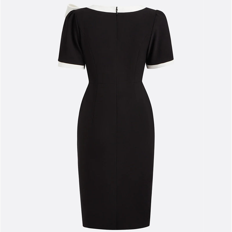 Women’s Contrast Color Bow Knot Bodycon Dress
