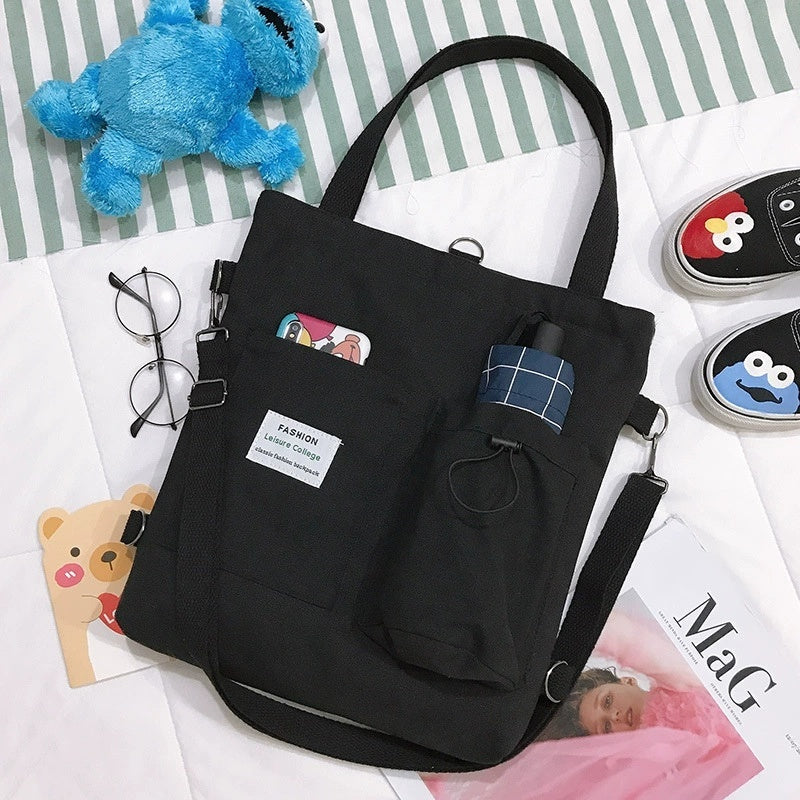 Harajuku Canvas Student Backpack with Pockets