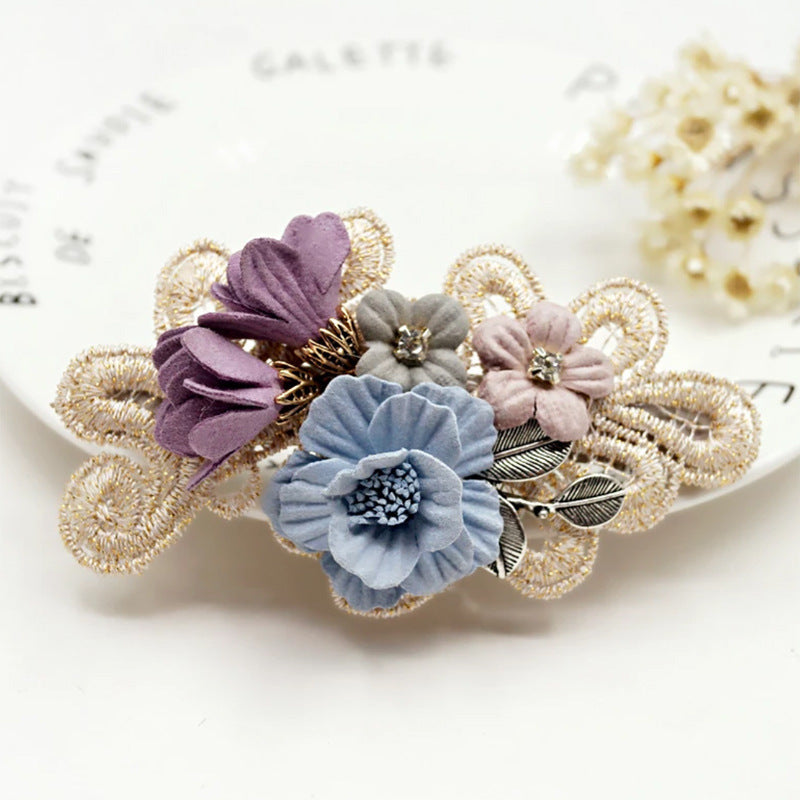 Handmade Bow Hair Clip – Pearl & Flower Hair Accessory for Girls