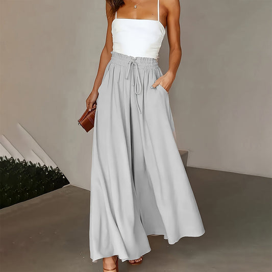 Women’s Plus Size Wide Leg Pants with Paper Bag Waist