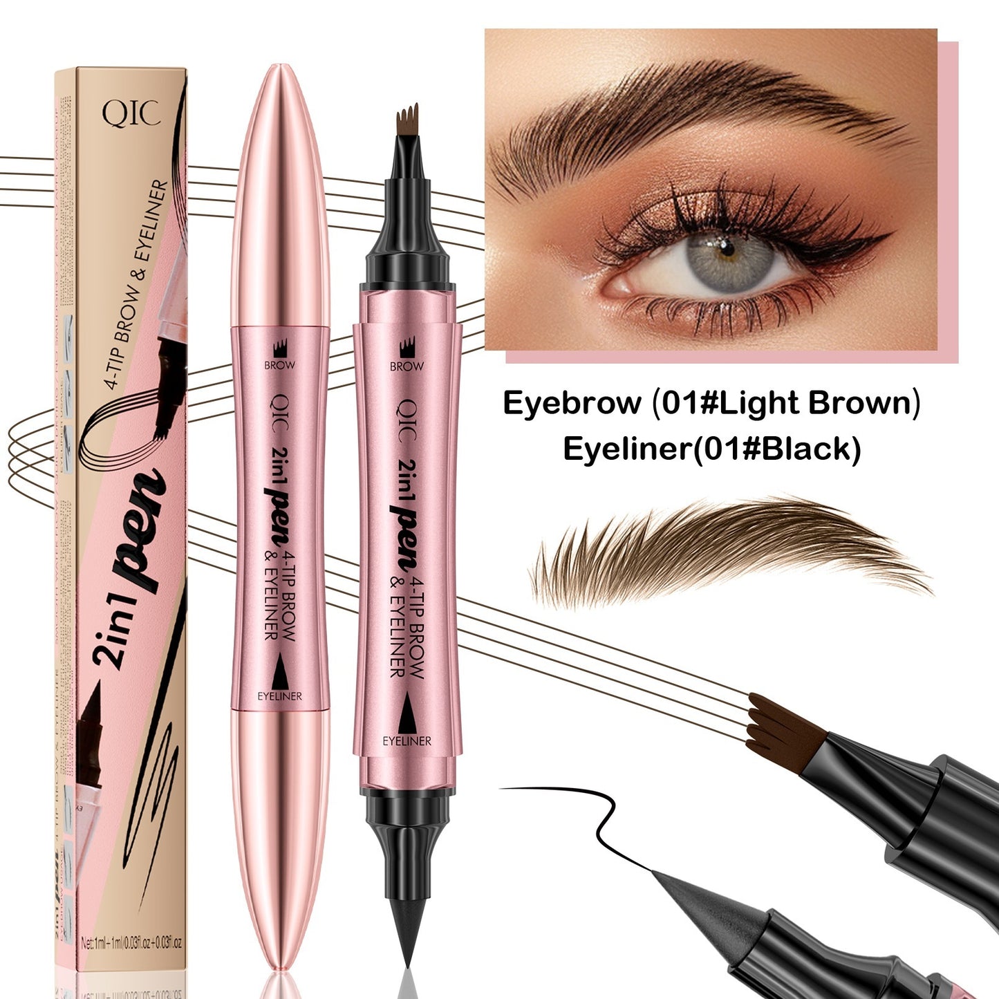 2-in-1 Dual Head Liquid Eyebrow Pencil & Eyeliner