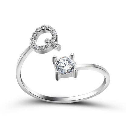 Adjustable Initial Letter Ring for Women – Elegant Fashion Jewelry