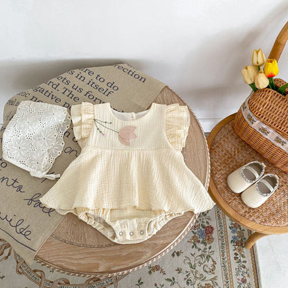 Kids Summer Embroidered Princess Romper Dress
