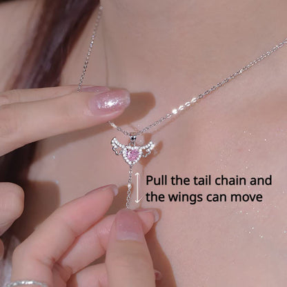 Cupid Heart Angel Wings Necklace – Valentine’s Jewelry Gift