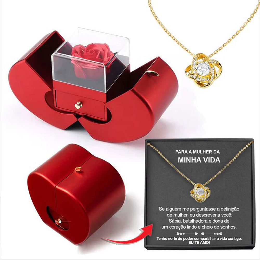 Red Apple Jewelry Box – Eternal Rose Gift for Women