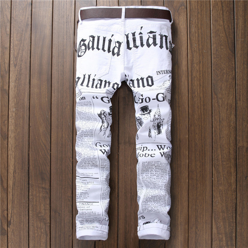 Men’s Newspaper Print Jeans