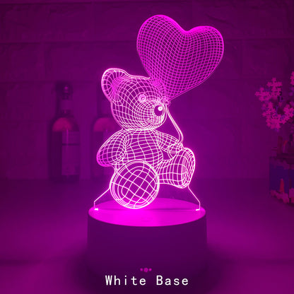 3D LED Night Lamp – USB Acrylic Neon Light for Home & Gifts