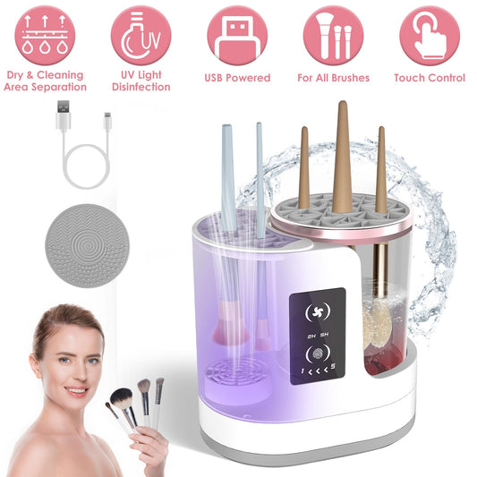 4-in-1 Electric Makeup Brush Cleaner with UV Disinfection & Storage