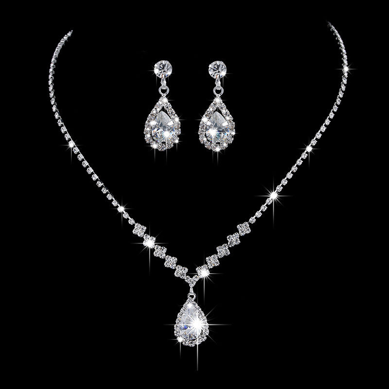 Rhinestone Zircon Water Drop Jewelry Set