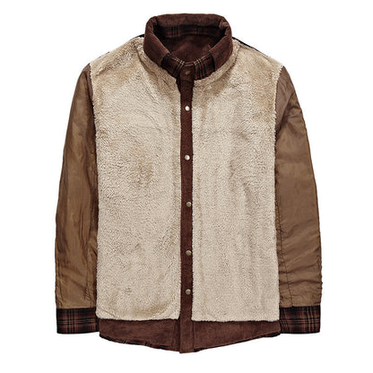 Men's Winter Fleece Jacket – Warm Cotton Plaid Coat