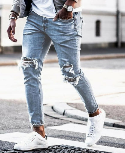 Men’s Ripped Skinny Streetwear Jeans