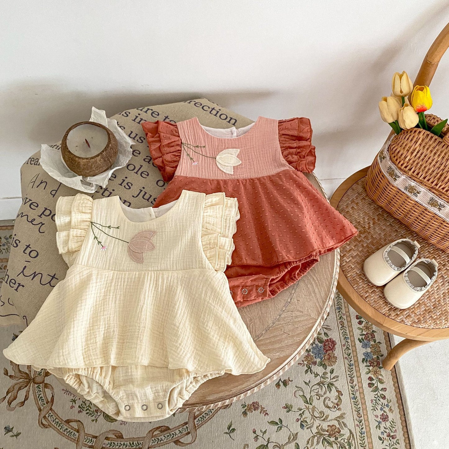 Kids Summer Embroidered Princess Romper Dress