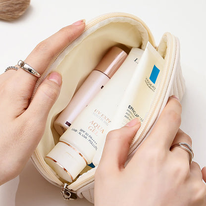 Round Cake Cosmetic Travel Bag Set Waterproof PU