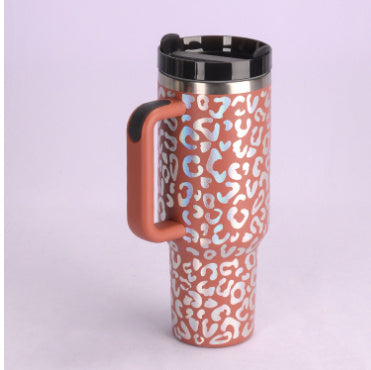 40 oz Insulated Tumbler with Handle & Straw – Stainless Steel Spill-Proof Travel Mug for Car, Office, Gym