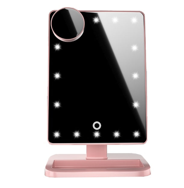 "Touch Screen Makeup Mirror with LED Lights, Bluetooth Speaker & 10X Magnifying Mirror"