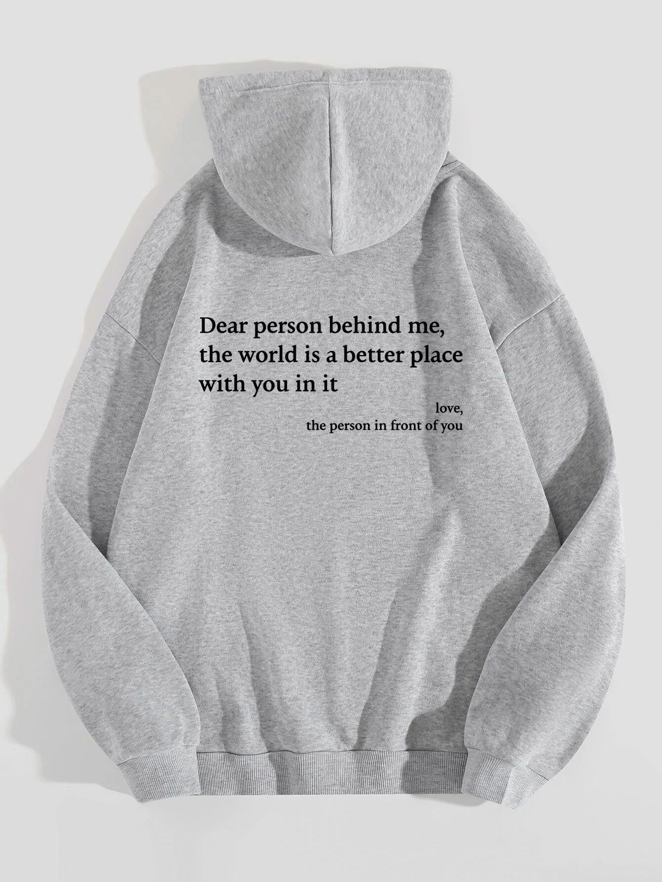 Women’s Plush Letter Print Hoodie with Kangaroo Pocket