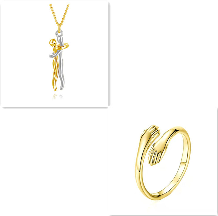 Love Hug Necklace for Couples – Unisex Jewelry Gift for Men and Women