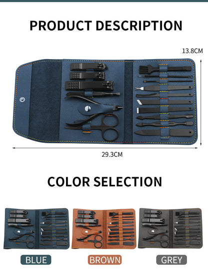 16pcs Nail Grooming Kit – Clippers, Trimmers, Ear Pick & Manicure/Pedicure Tools Set with Storage Bag