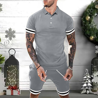 Men’s 2-Piece Summer Set – Short Sleeve Polo Shirt & Shorts Casual Tracksuit