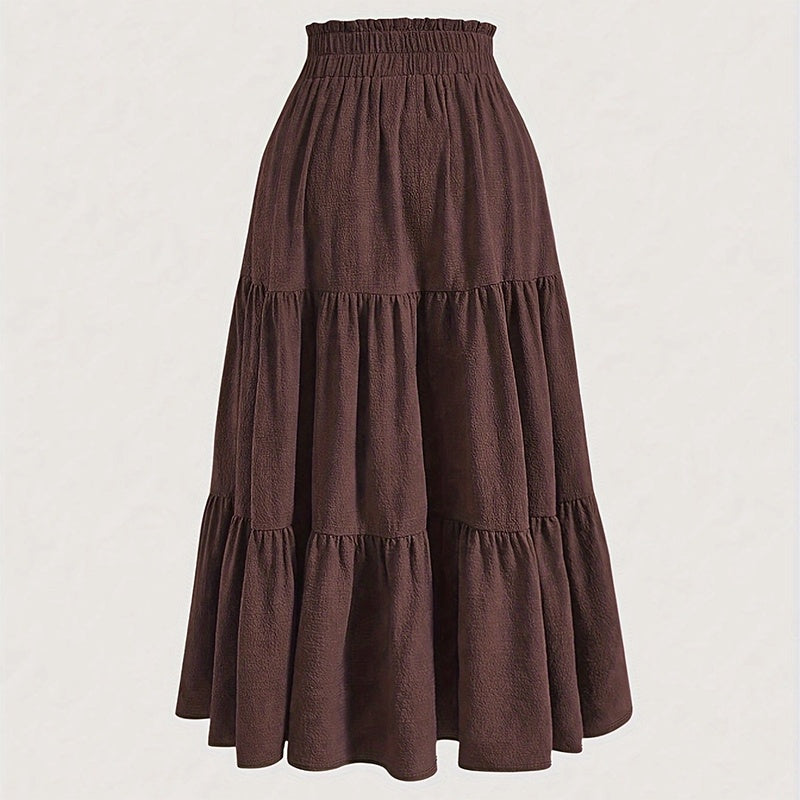 Women’s High-Waist Pleated Midi Skirt with Knot Detail