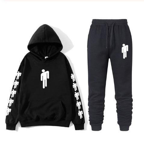 Billie Eilish Print Hoodie & Pants Set – Unisex Hip Hop Sweatshirt