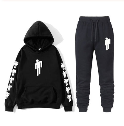 Billie Eilish Print Hoodie & Pants Set – Unisex Hip Hop Sweatshirt