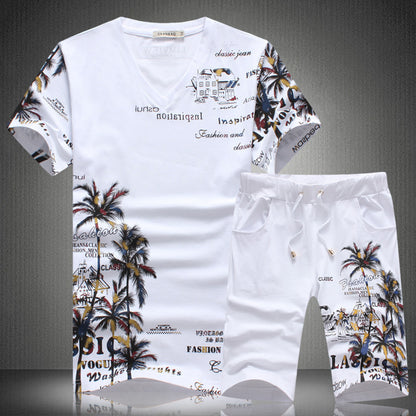 Men’s Printed Two-Piece Leisure Set – Short Sleeve T-Shirt & Shorts