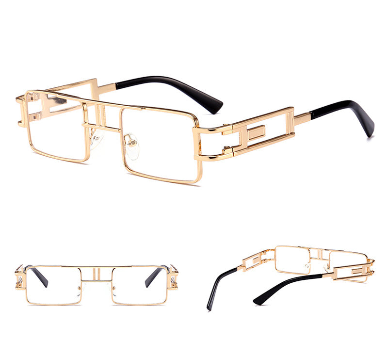 Unisex Steampunk Rectangular Sunglasses – Metal Frame Shades