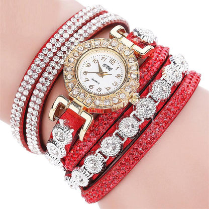 Women’s Quartz PU Leather Rhinestone Watch – Bracelet Style