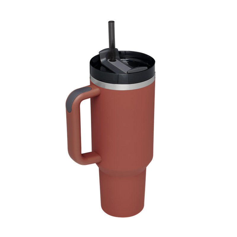 40 oz Insulated Tumbler with Handle & Straw – Stainless Steel Spill-Proof Travel Mug for Car, Office, Gym