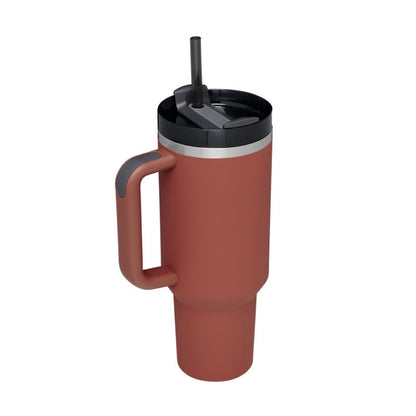 40 oz Insulated Tumbler with Handle & Straw – Stainless Steel Spill-Proof Travel Mug for Car, Office, Gym