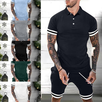 Men’s 2-Piece Summer Set – Short Sleeve Polo Shirt & Shorts Casual Tracksuit