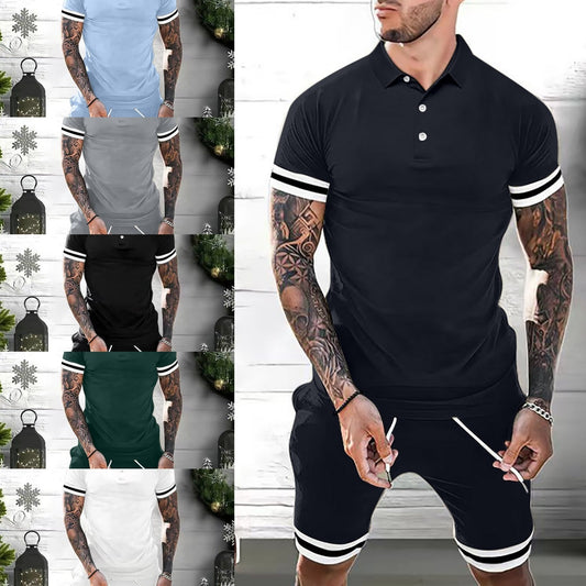 Men’s 2-Piece Summer Set – Short Sleeve Polo Shirt & Shorts Casual Tracksuit