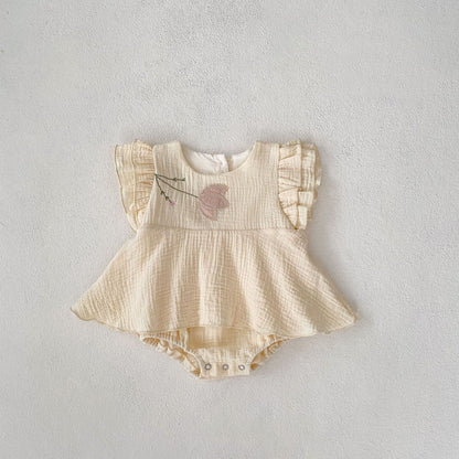 Kids Summer Embroidered Princess Romper Dress