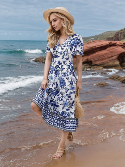 2025 Women’s Floral Print V-Neck Dress