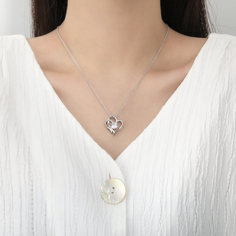 Zircon Double Love Necklace – Personalized Heart Pendant